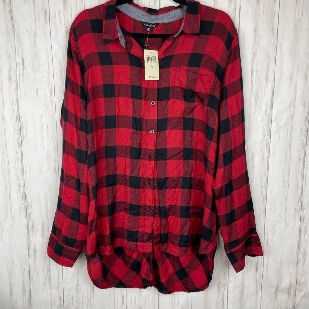 Lucky Brand NWT red and black plaid flannel XL